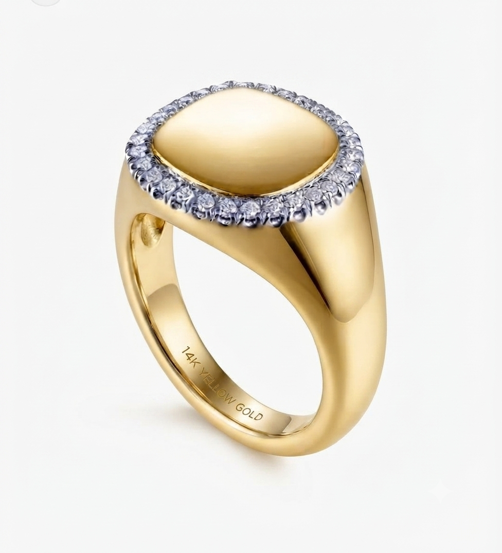 Gold and Diamond Signet Ring